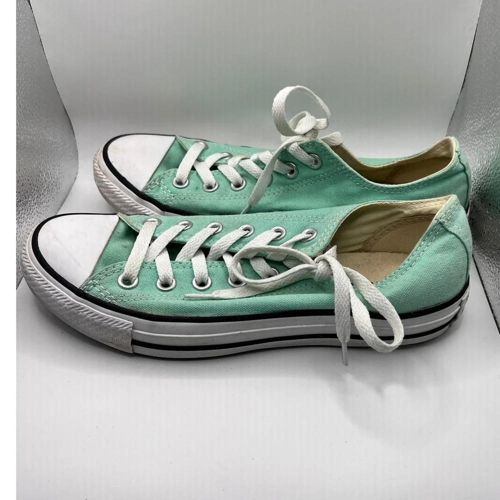 Converse All Star Low Size W8 M6 Mint Green Good Canvas Sneakers 136565F